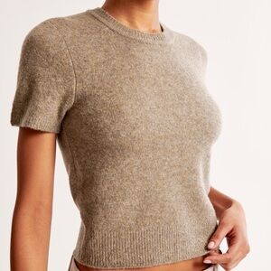 Abercrombie & Fitch Tan Skimming Crew Sweater Tee